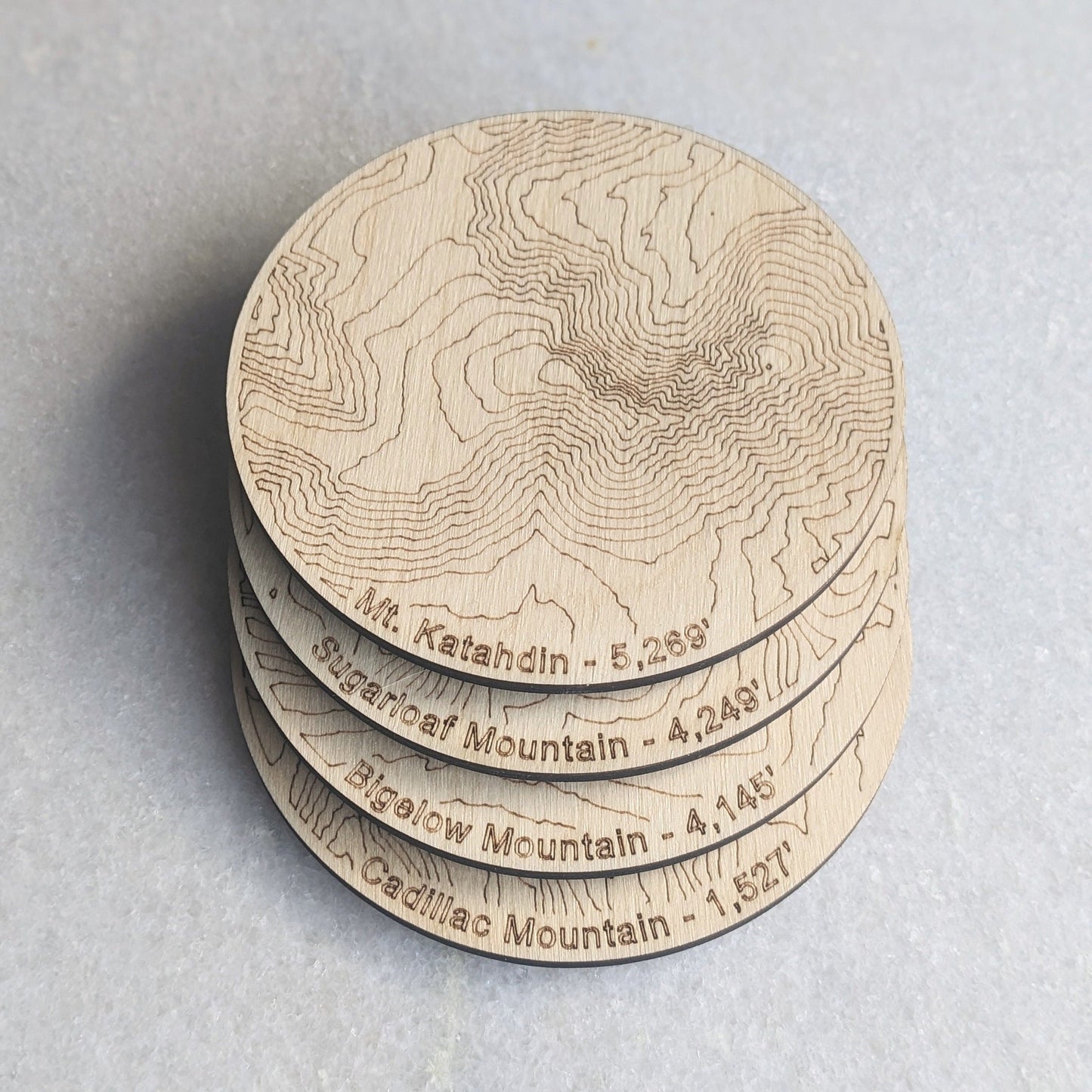 Maine Mountain Topography Coasters